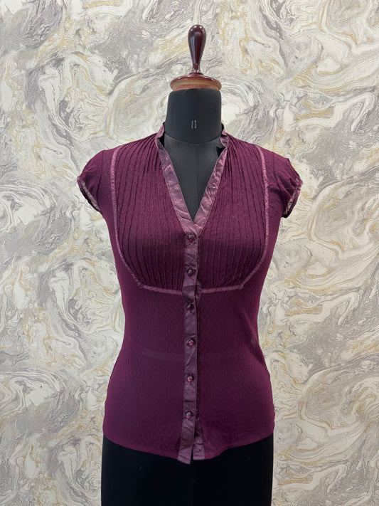 Purple lacy top with pleat details
