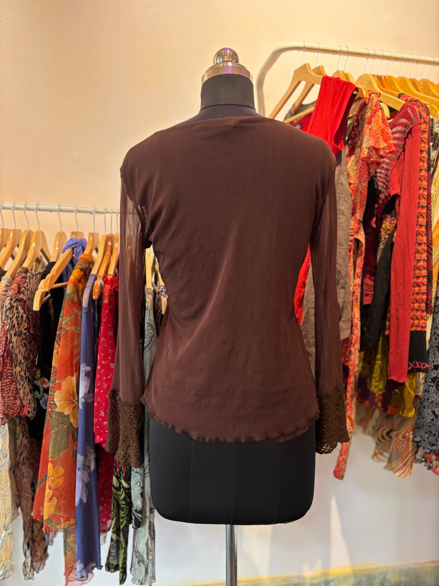 Brown ribbon top