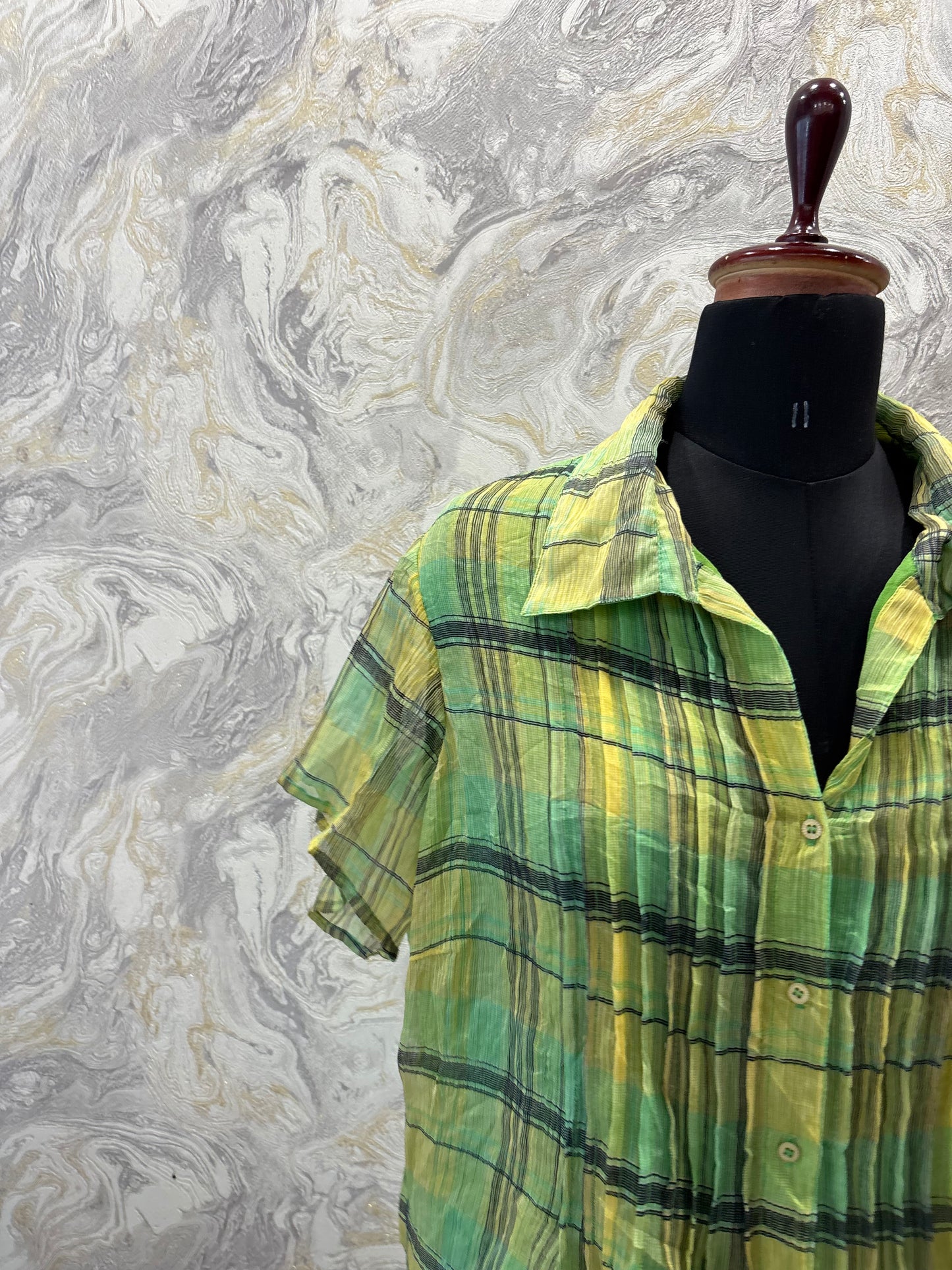 Crinkled avocado shirt