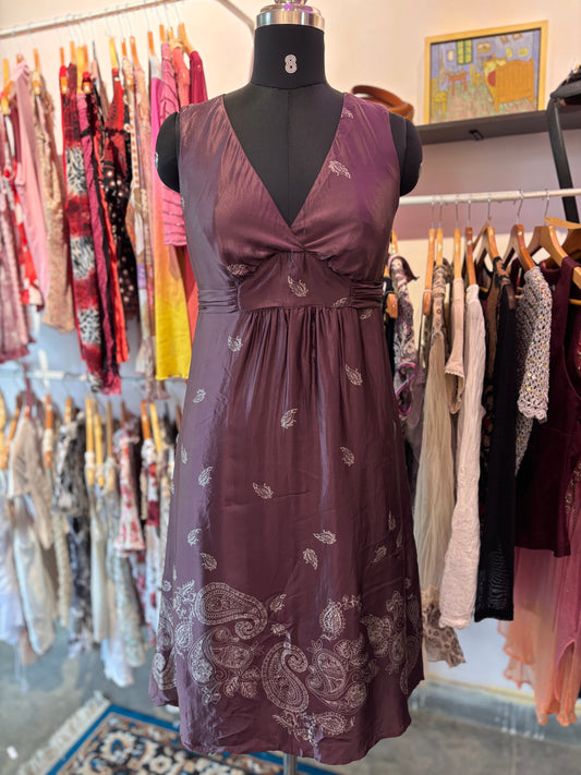 Deep purple paisley dress