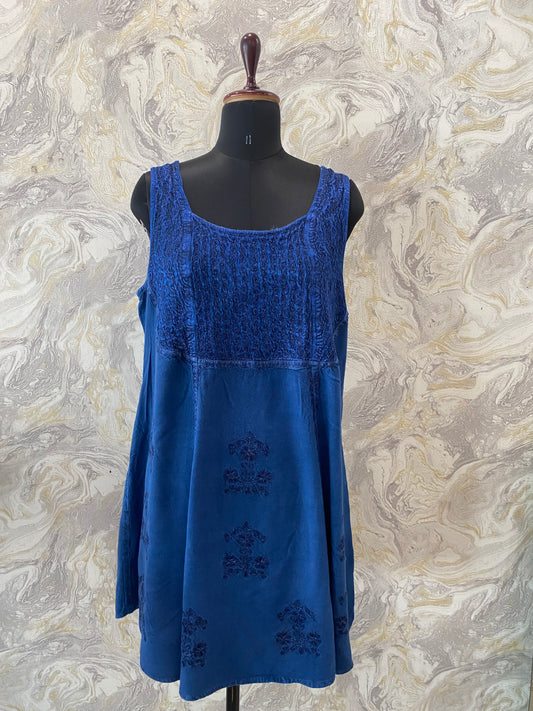 Blue embroidered dress