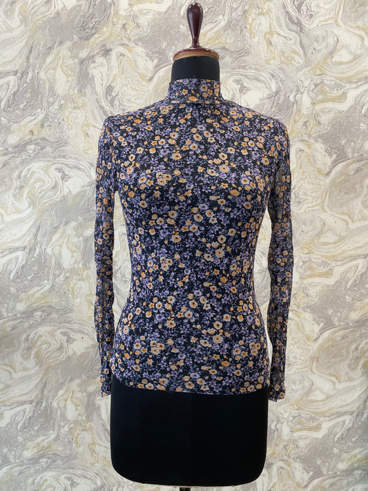 70’s high collar floral top