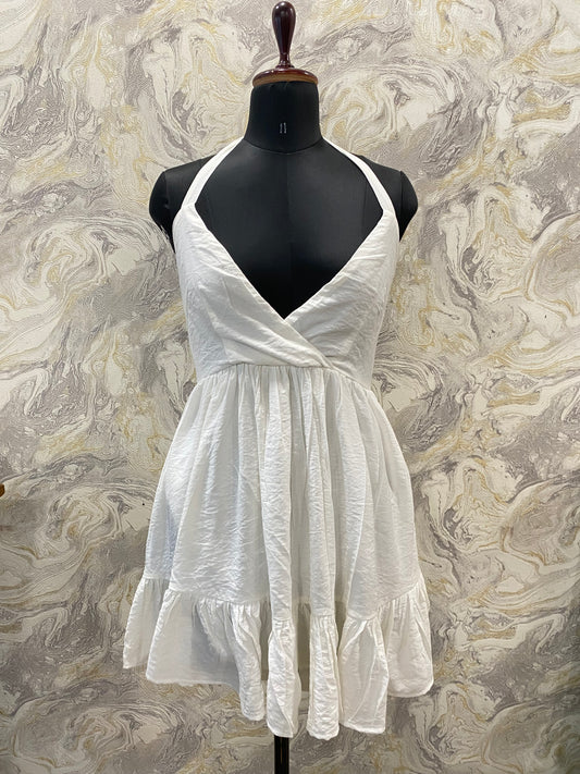 Timeless white halter neck dress