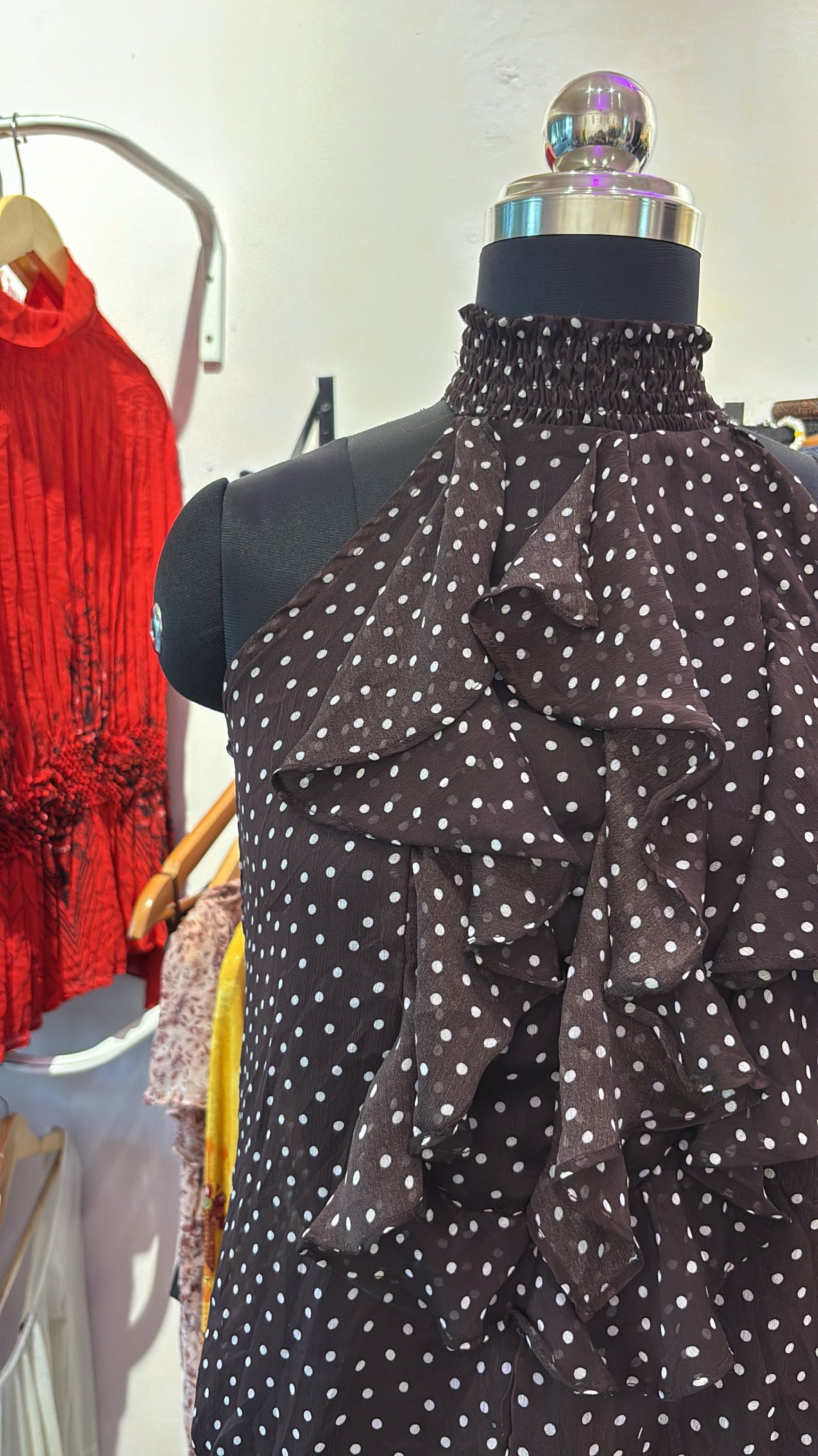Polka dot ruffle top