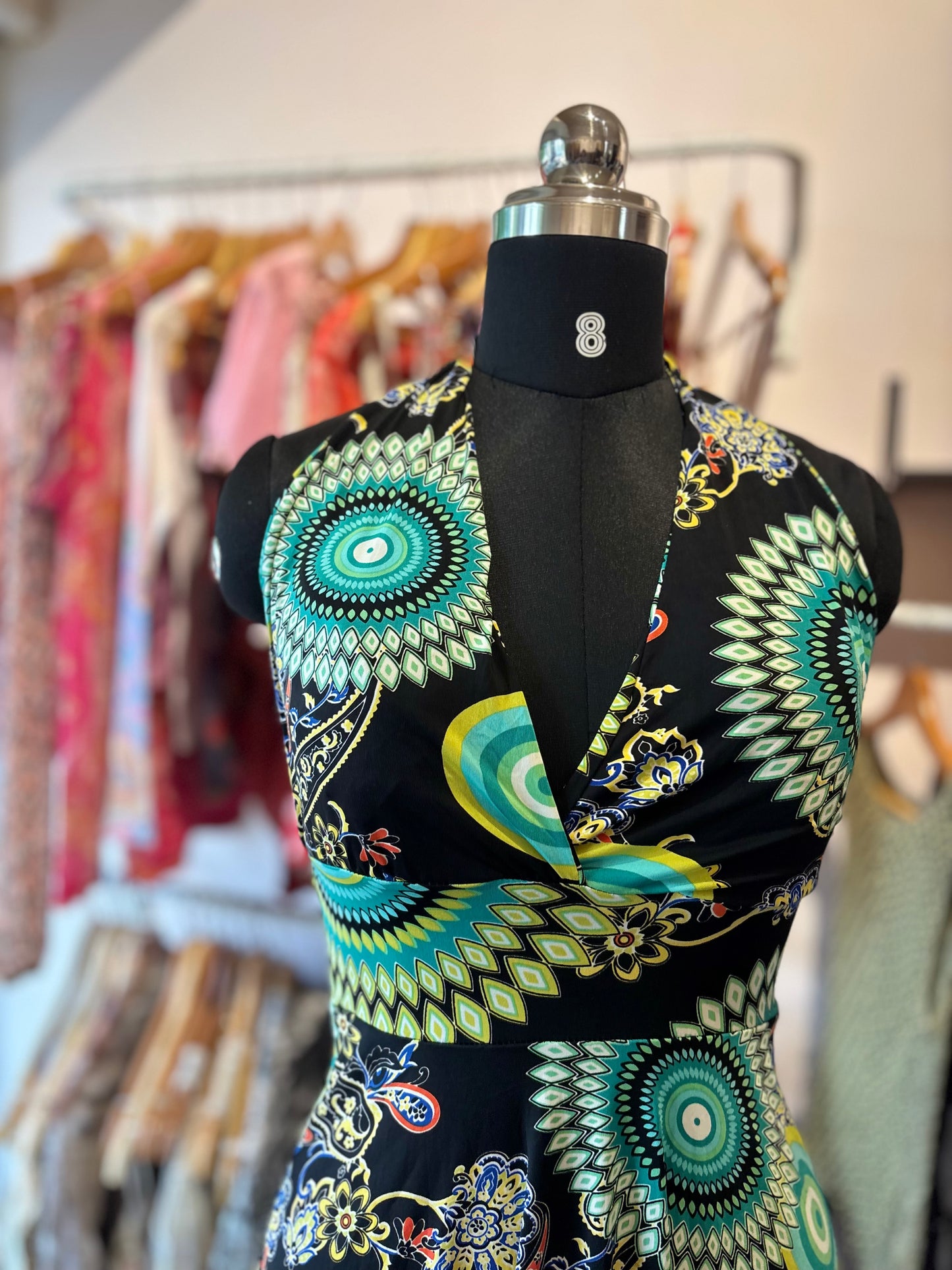 Psychedelic halter neck dress