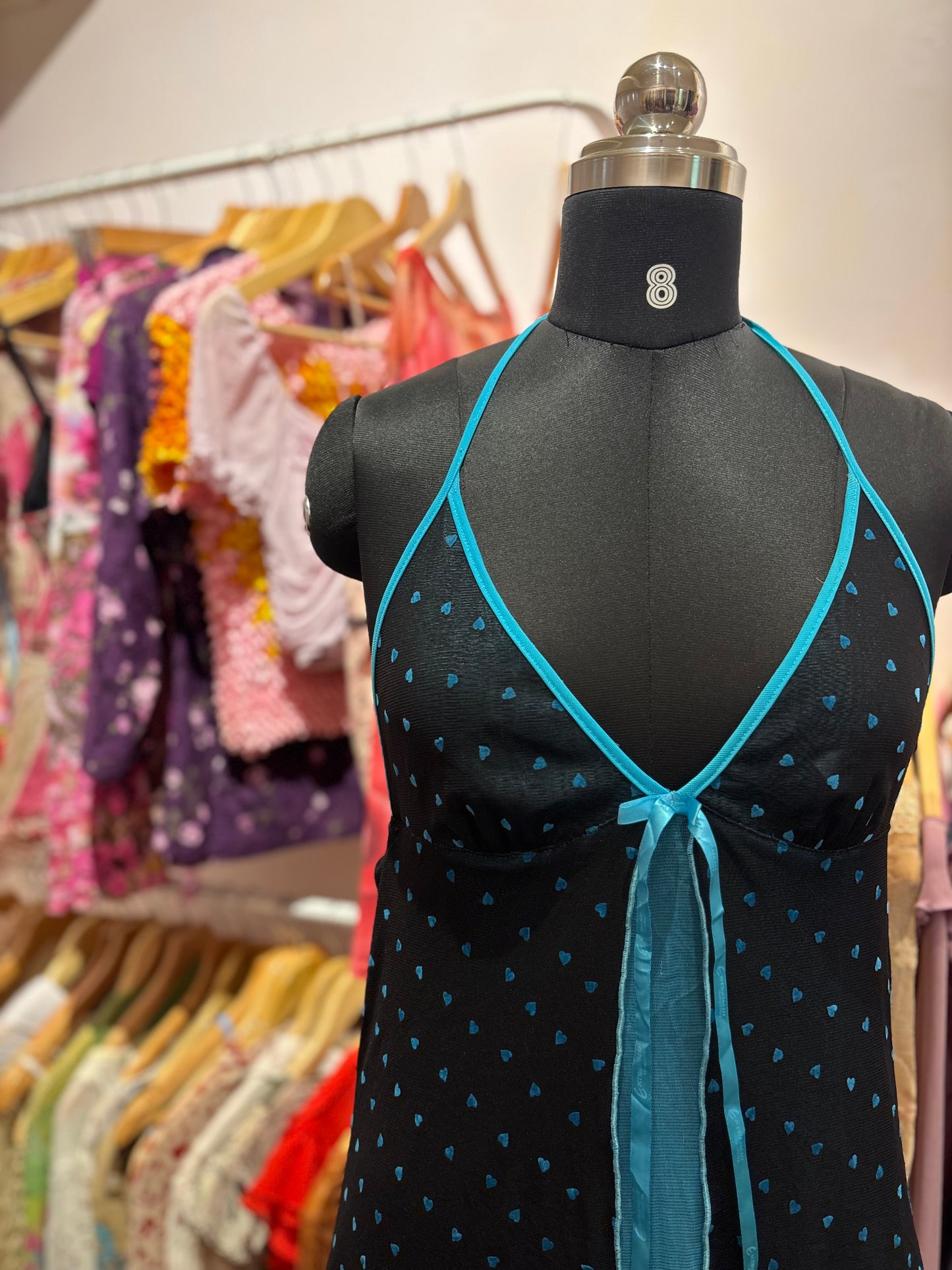 Blue heart halter neck dress