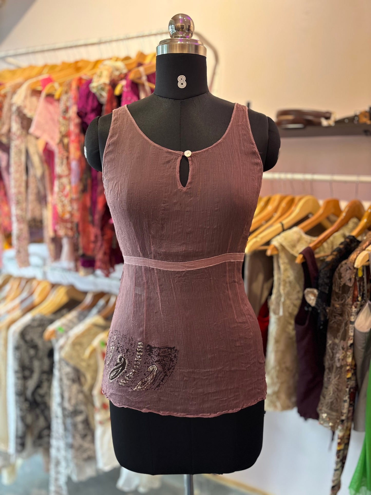 Sunset purple silk top