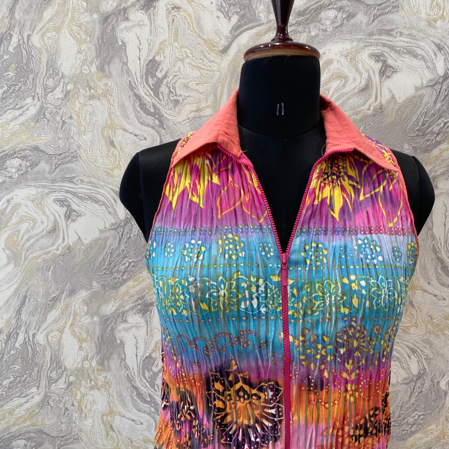 Artsy collar top with zipper