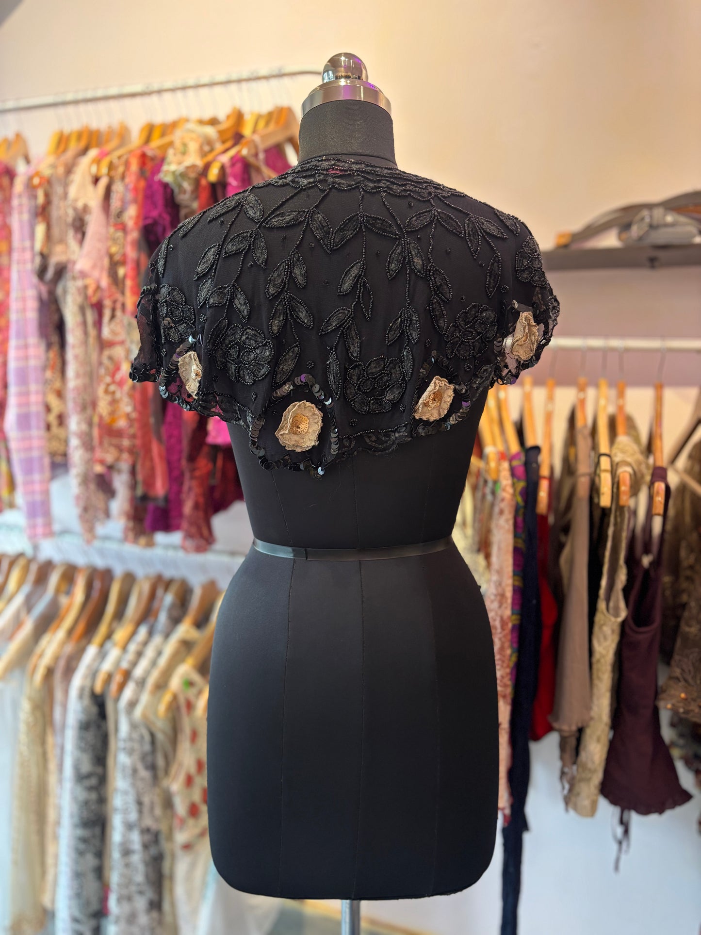 Black beaded overwear