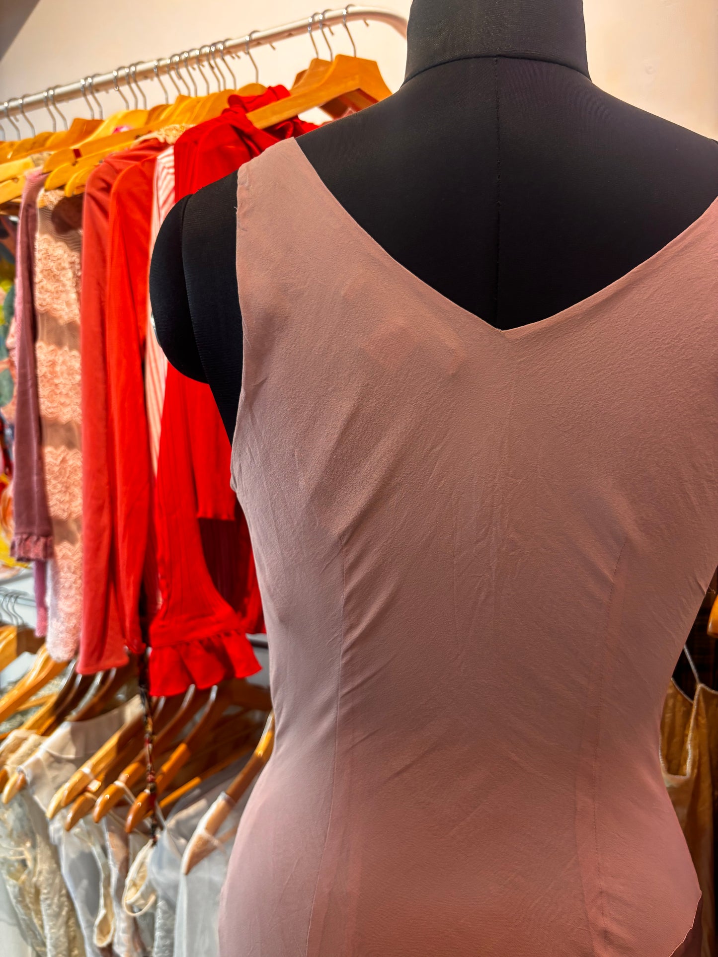 Salmon vintage silk dress
