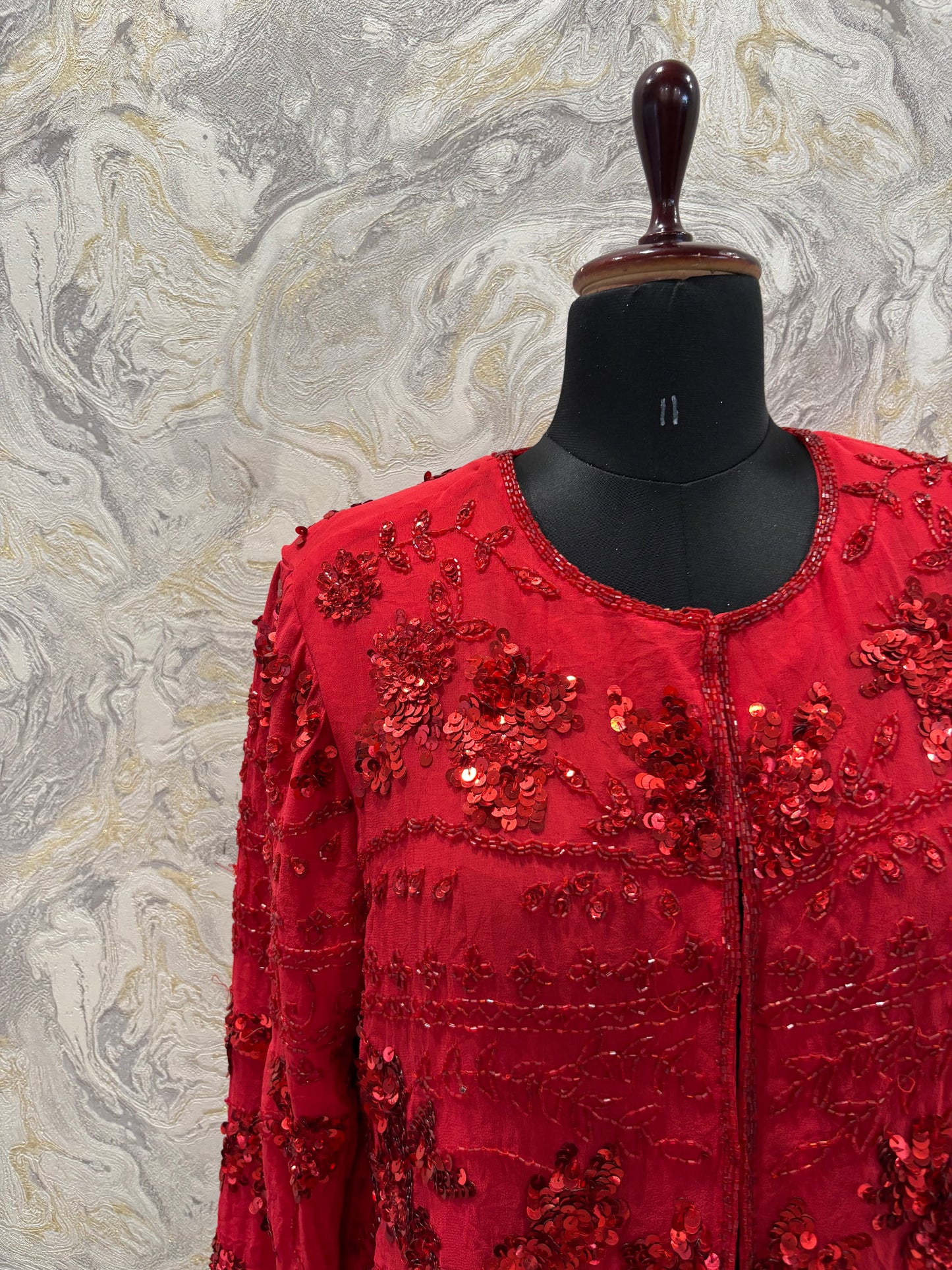 Red vintage sequins shacket