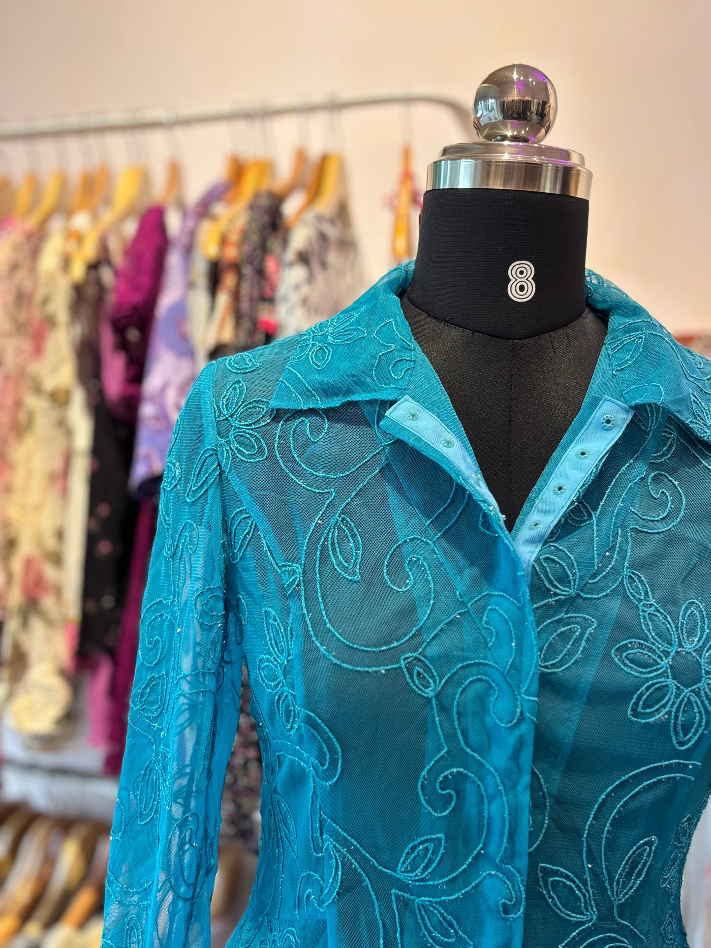 Emerald embroidered shirt