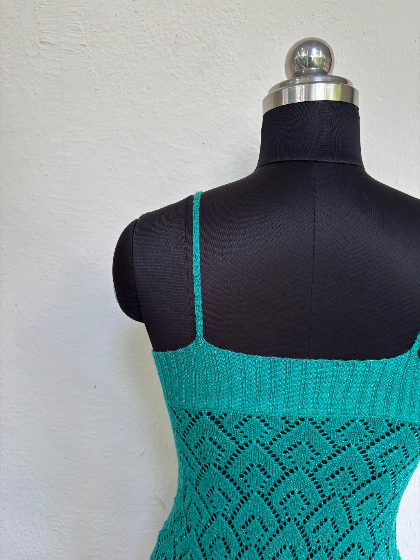 Emerald crochet mini dress