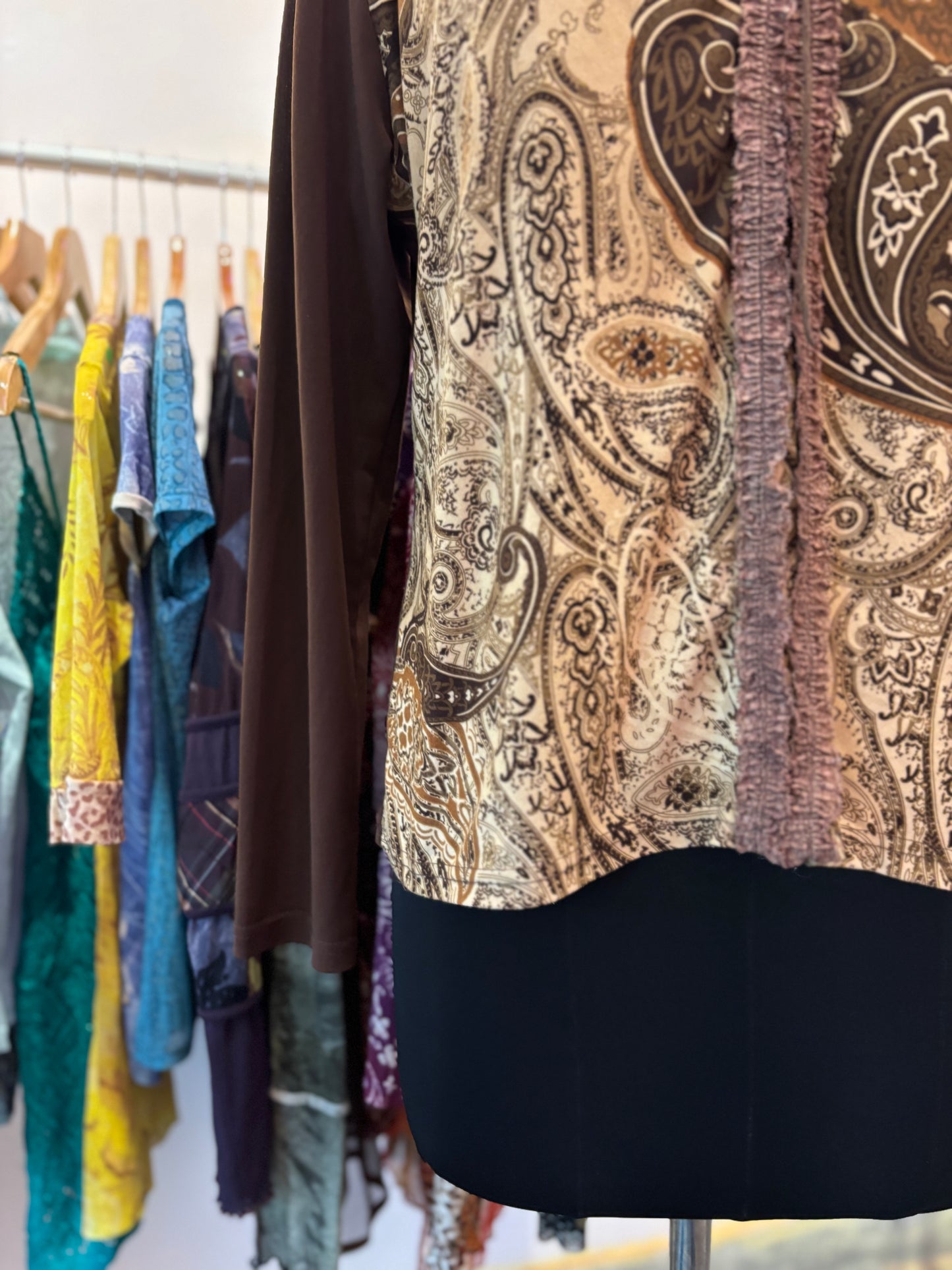 Paisley brown with lacy neckline top