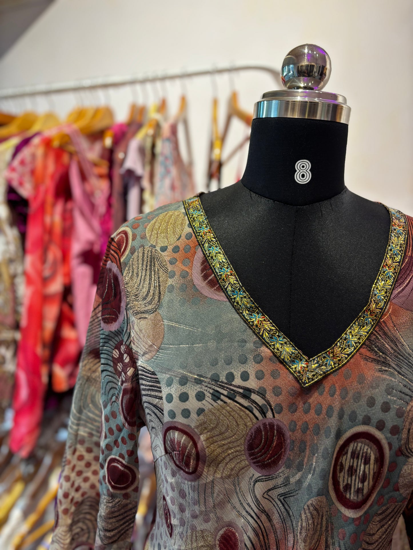 Vintage lace neck kurta