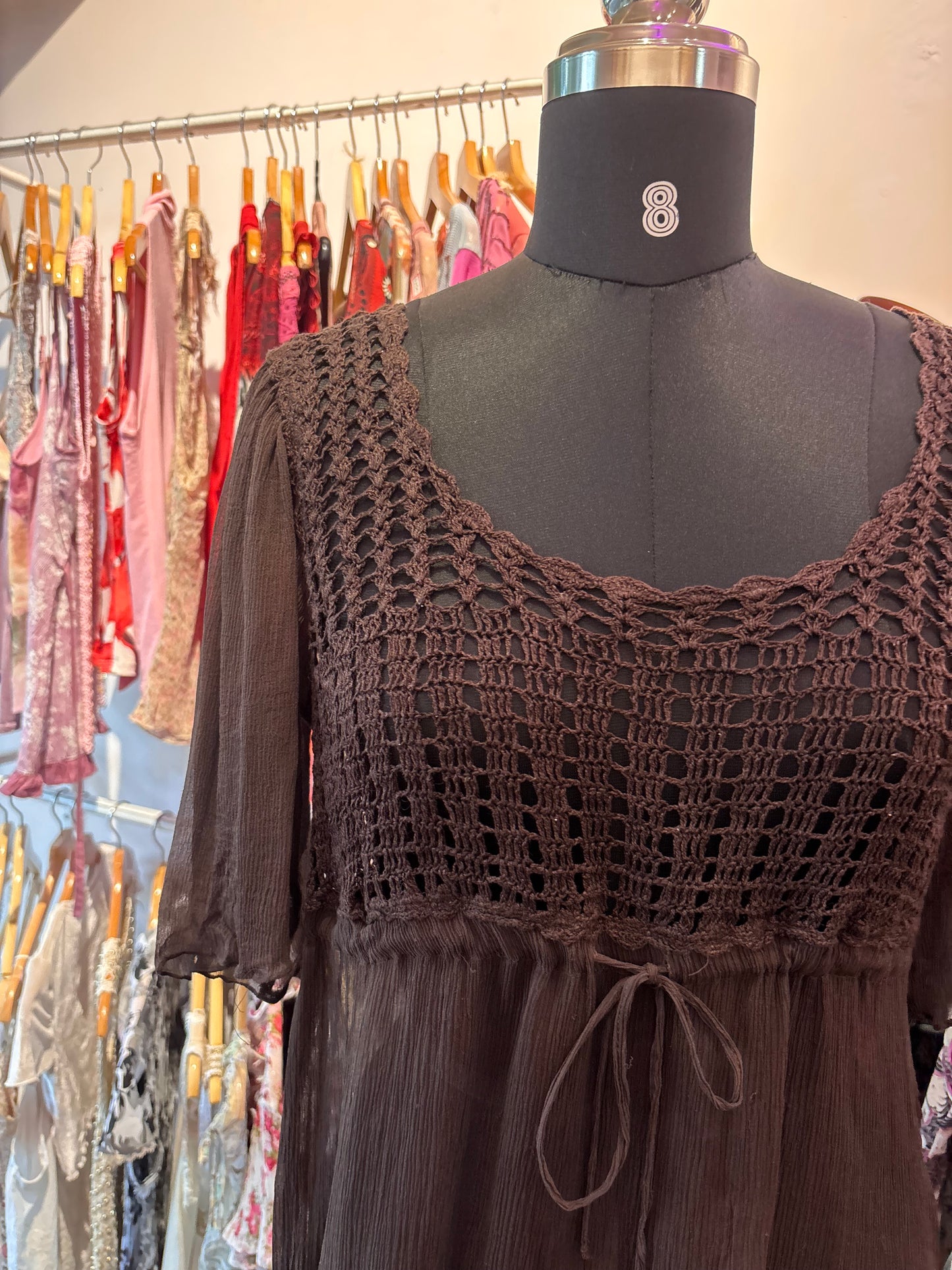 Vintage crochet silk top