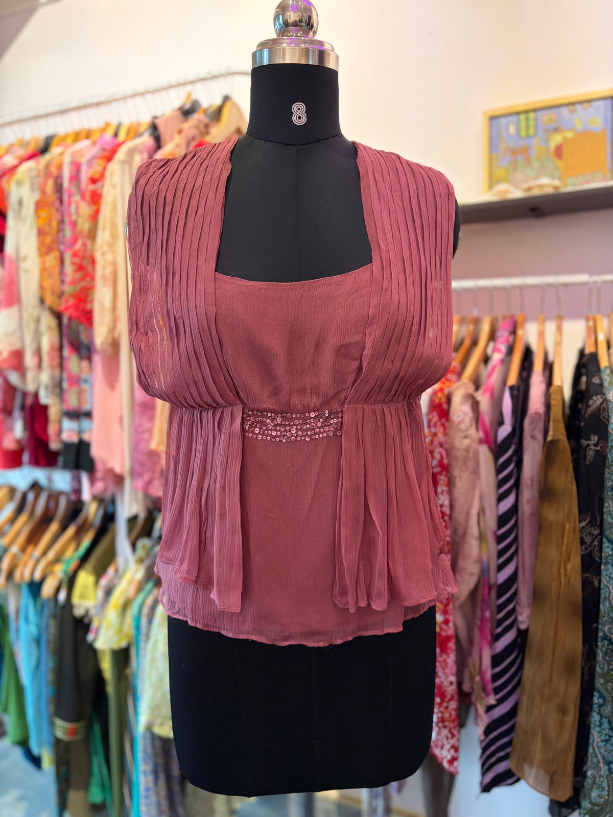 Vintage pink silk top