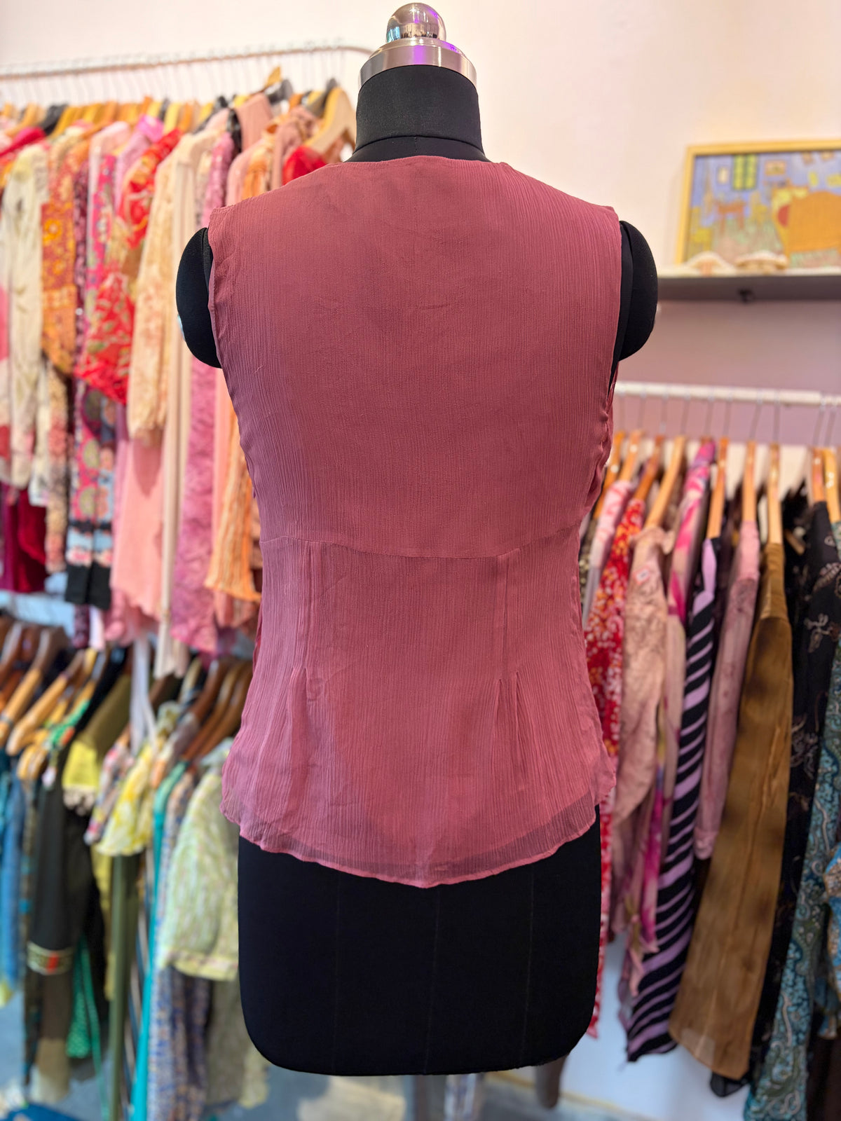 Vintage pink silk top