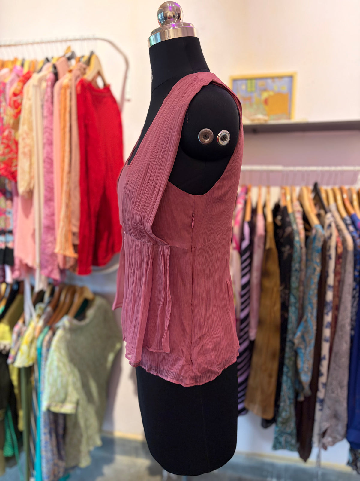 Vintage pink silk top