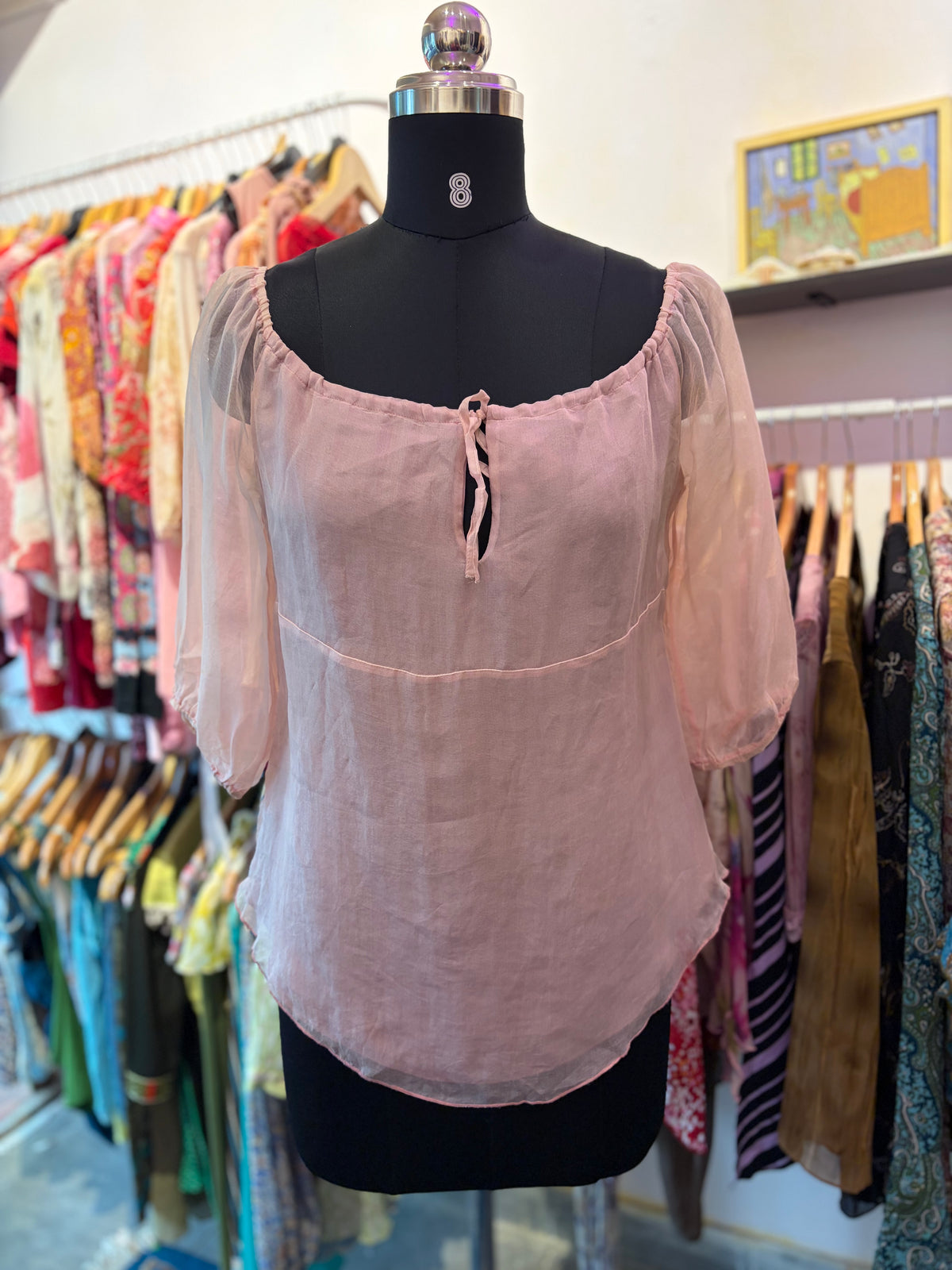 Classic powder pink silk top