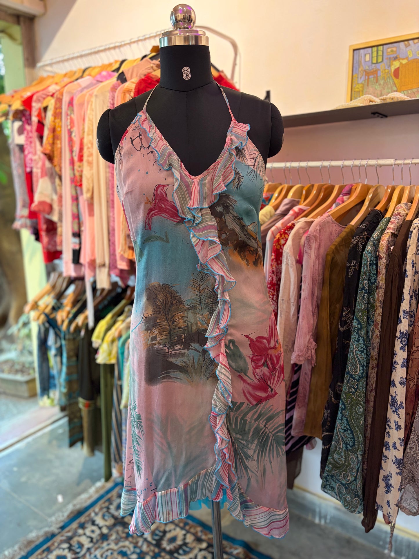 100 percent silk artsy dress halter neck