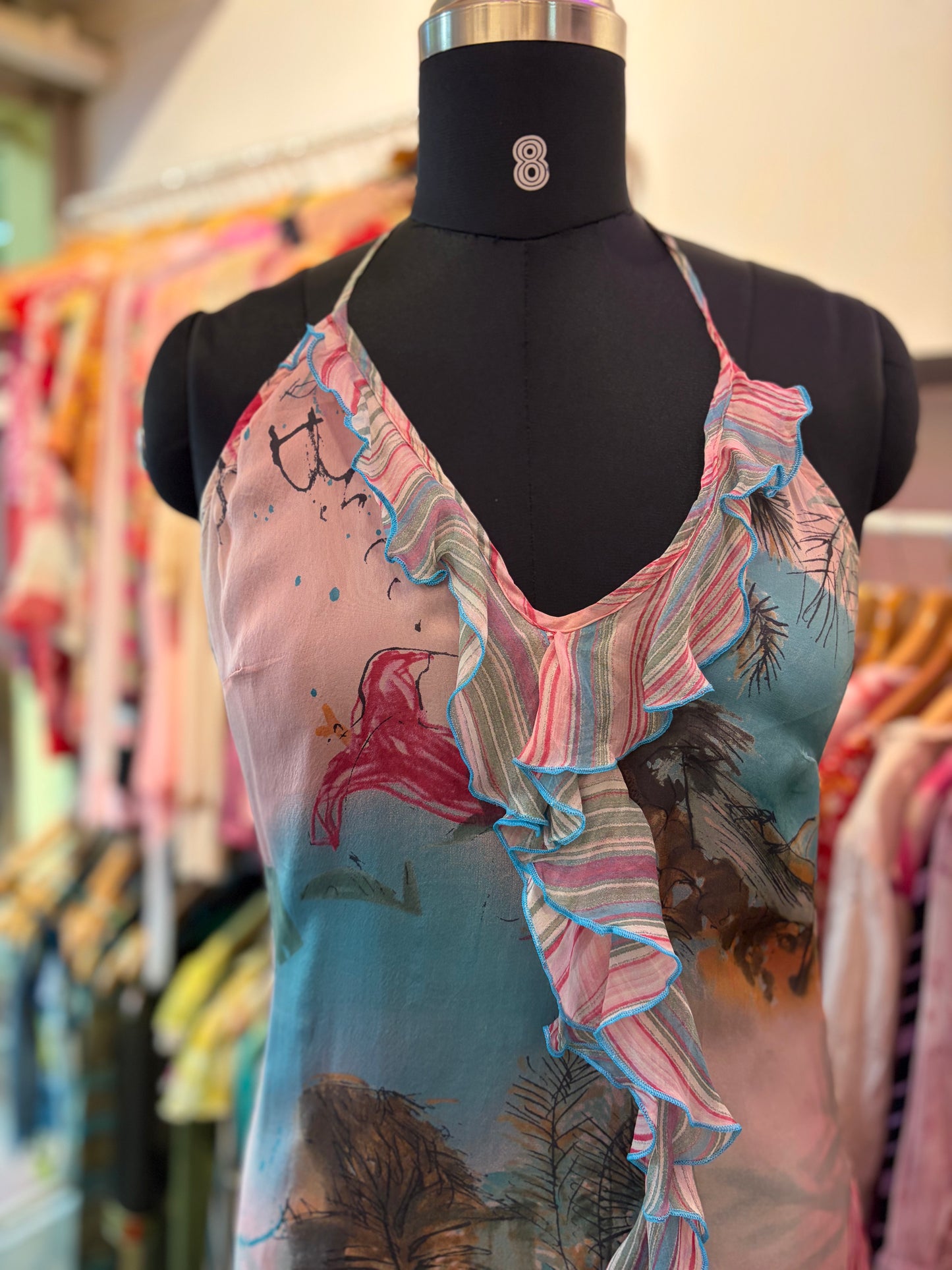 100 percent silk artsy dress halter neck