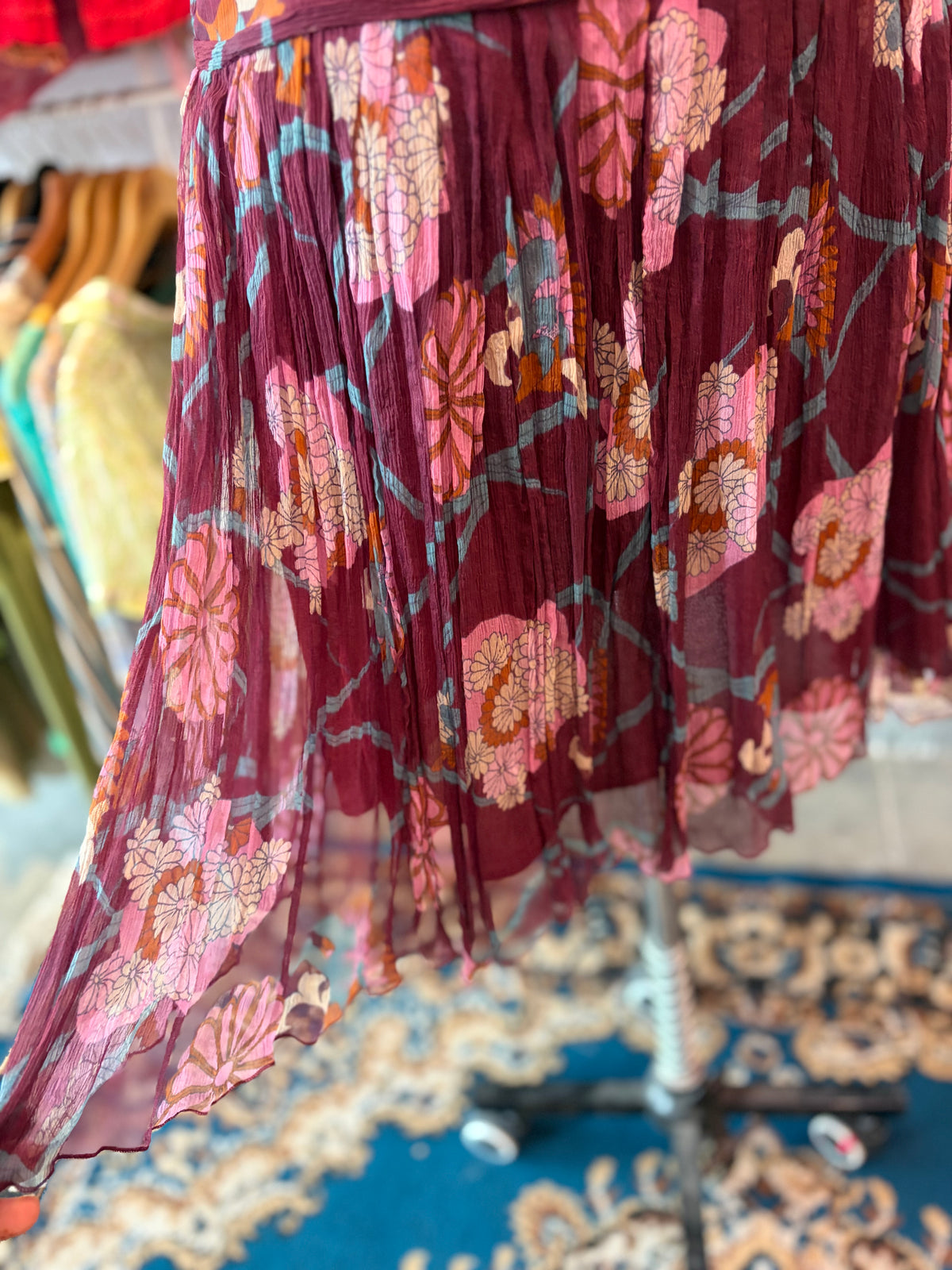 Vintage purple 100 percent silk skirt