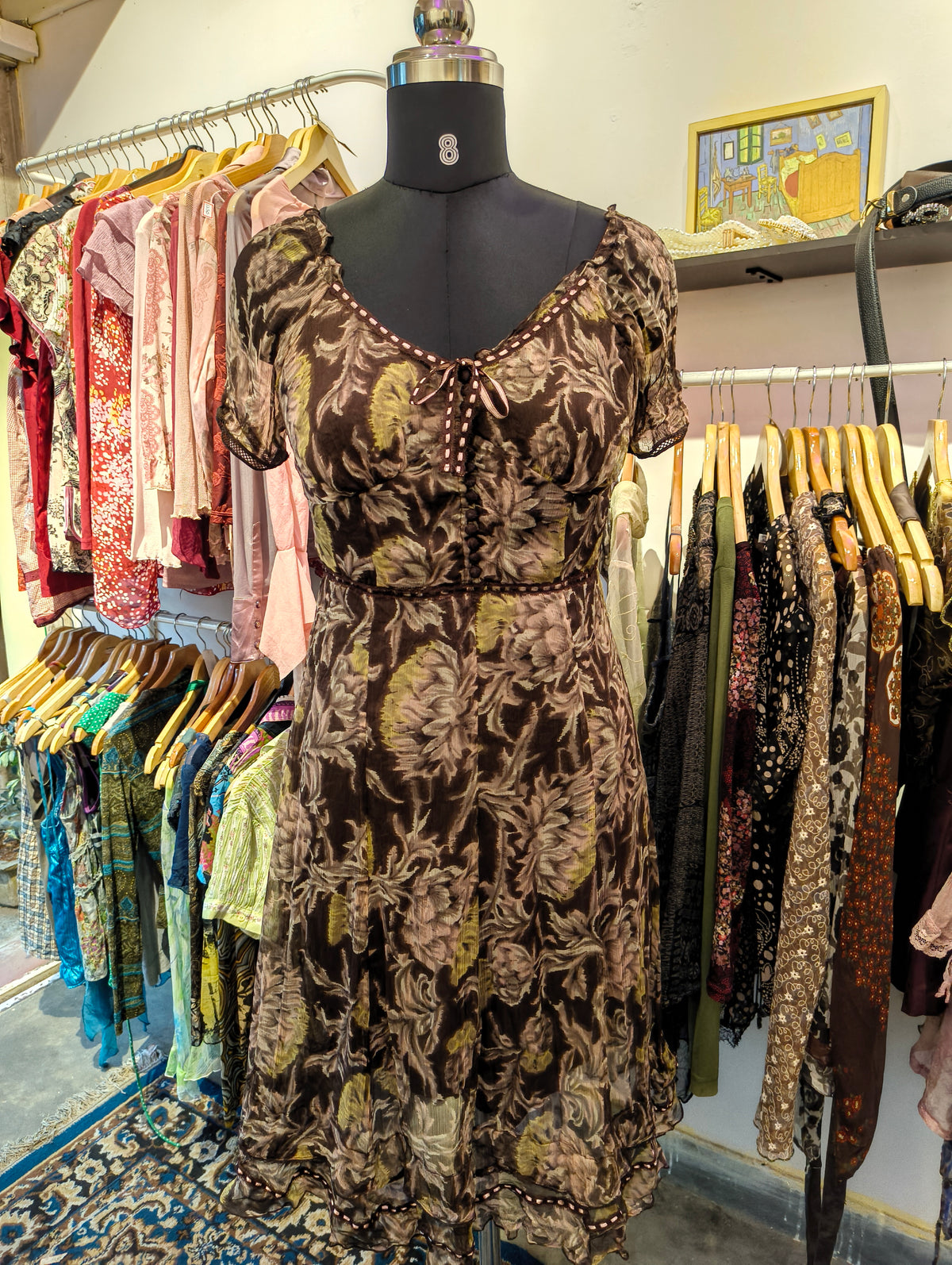 Fairy core floral 100 percent silk dress