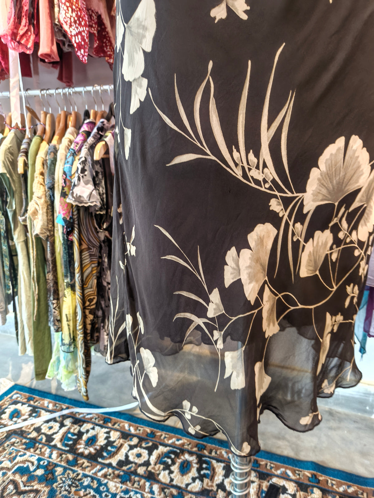 Timeless black silk skirt