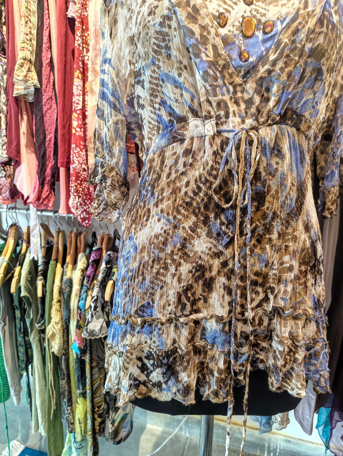 Cat stone work tunic with front ties