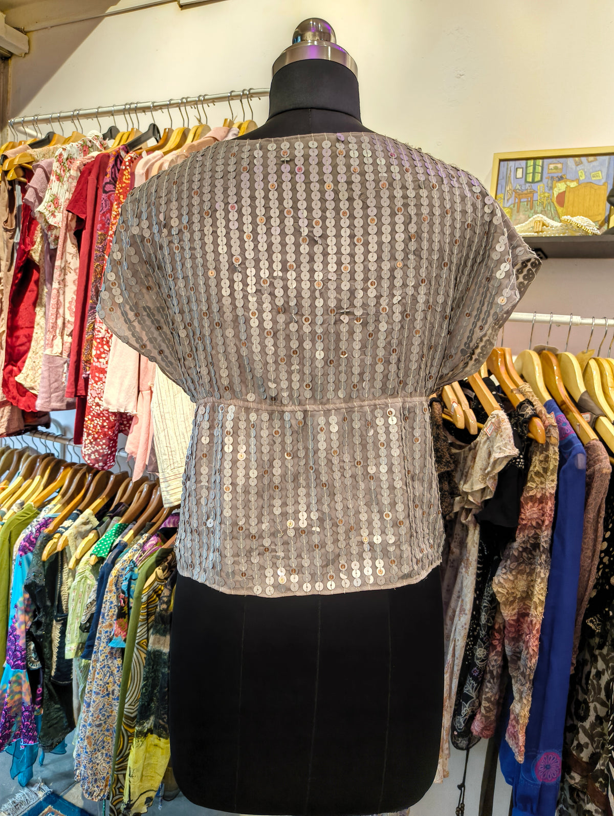 Front ties sequins overwear