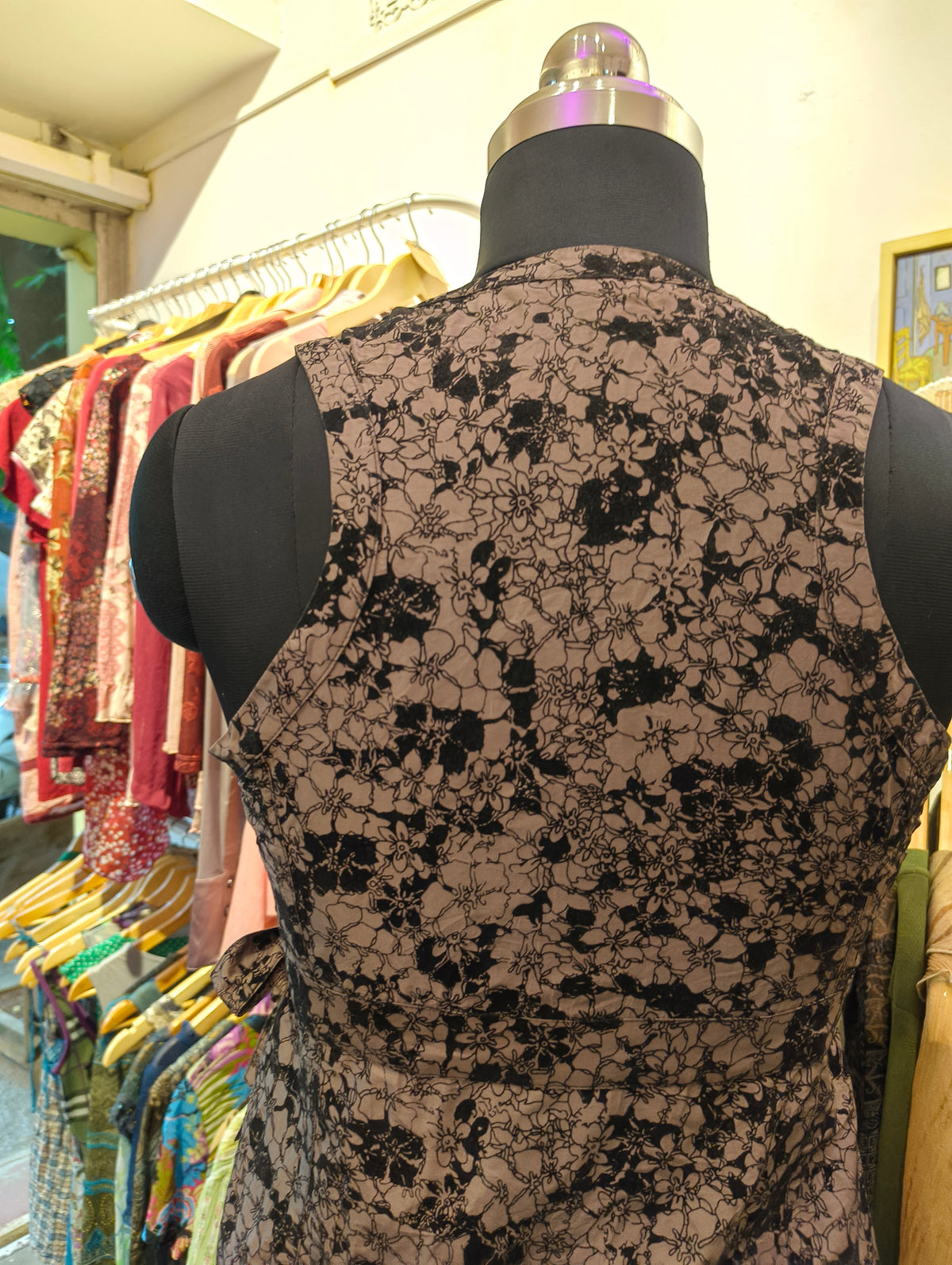 Brown 100 percent silk wrap around top