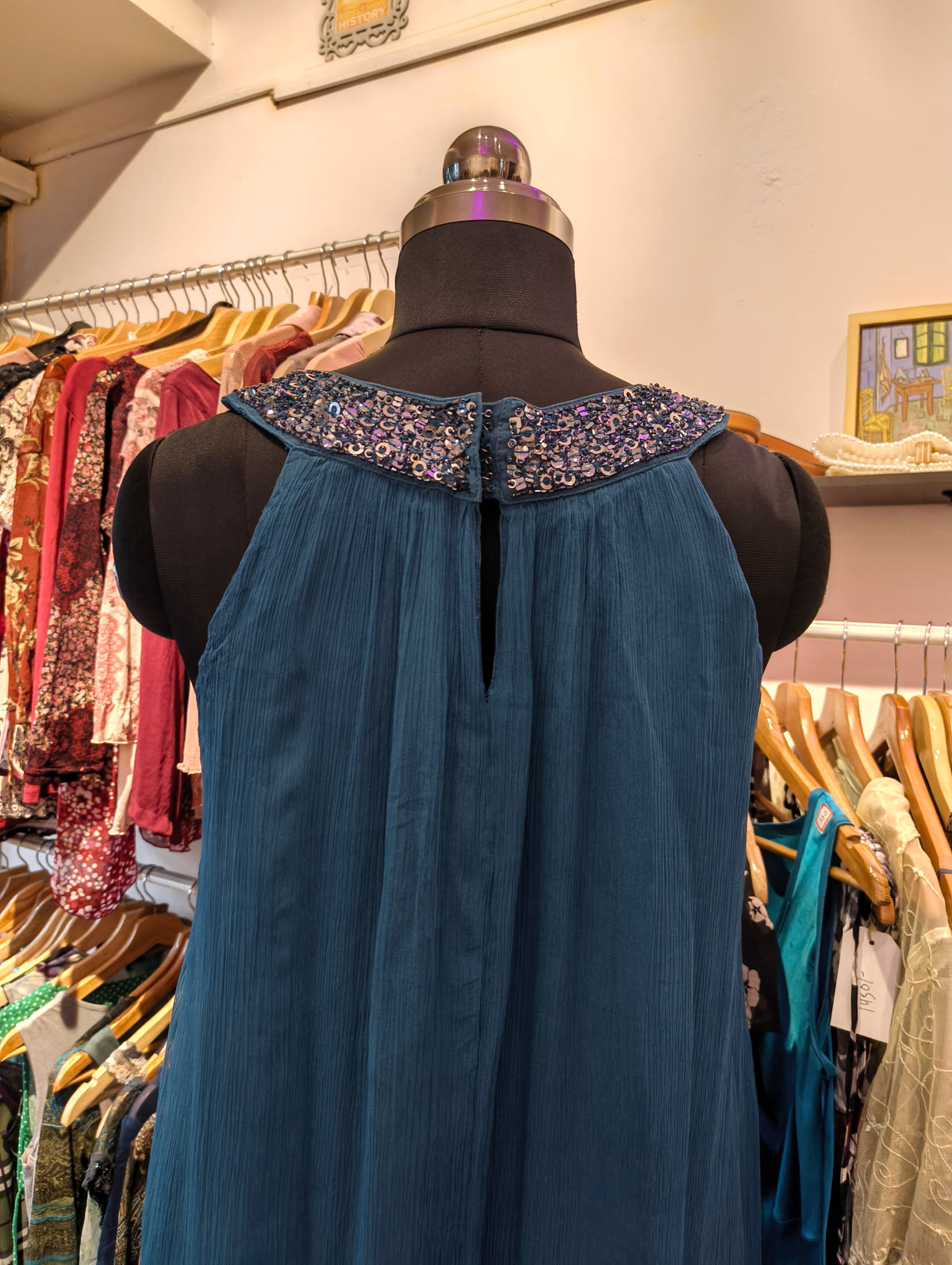 Esprit beaded neck 100 percent silk dress