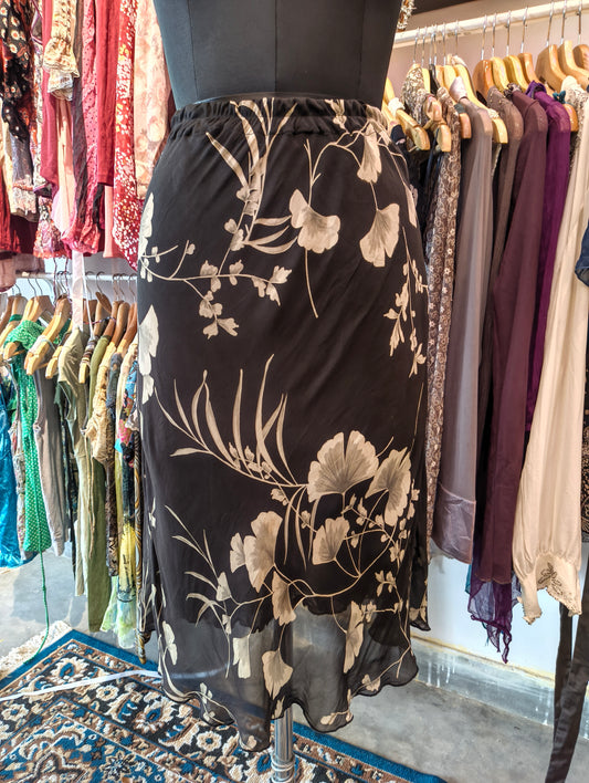 Timeless black silk skirt