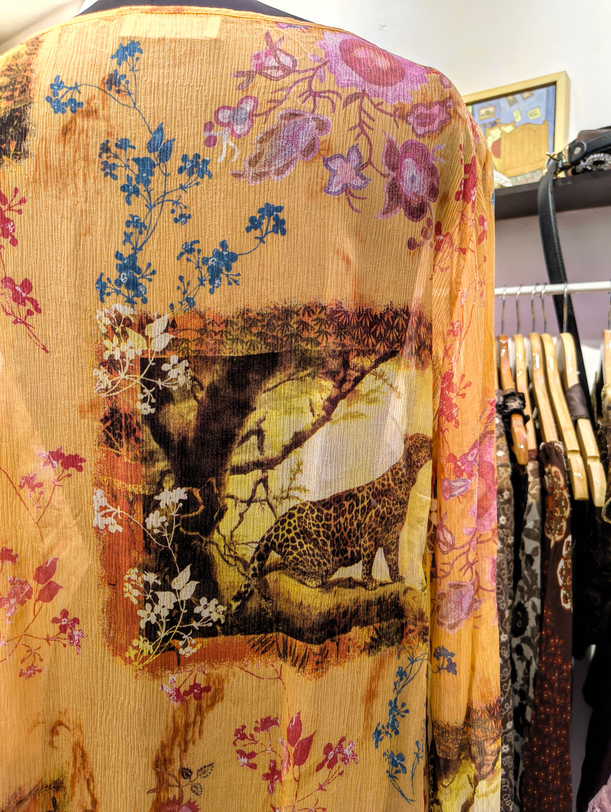 Leopard floral 100 percent silk top
