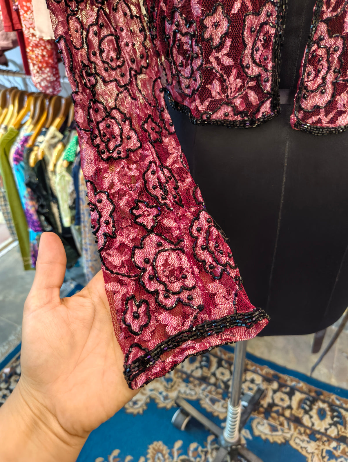 Beaded lace overwear
