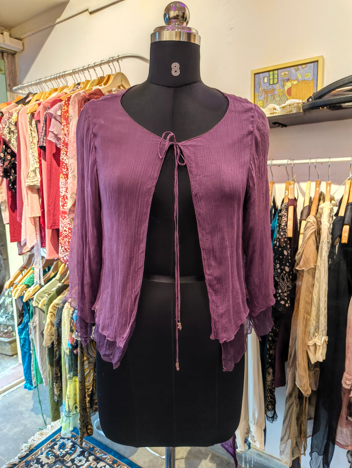 Purple silk reversible top