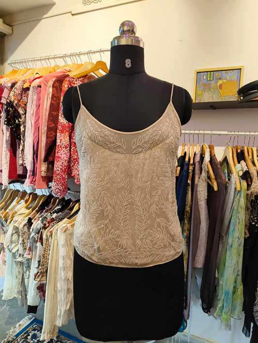Beige beaded top
