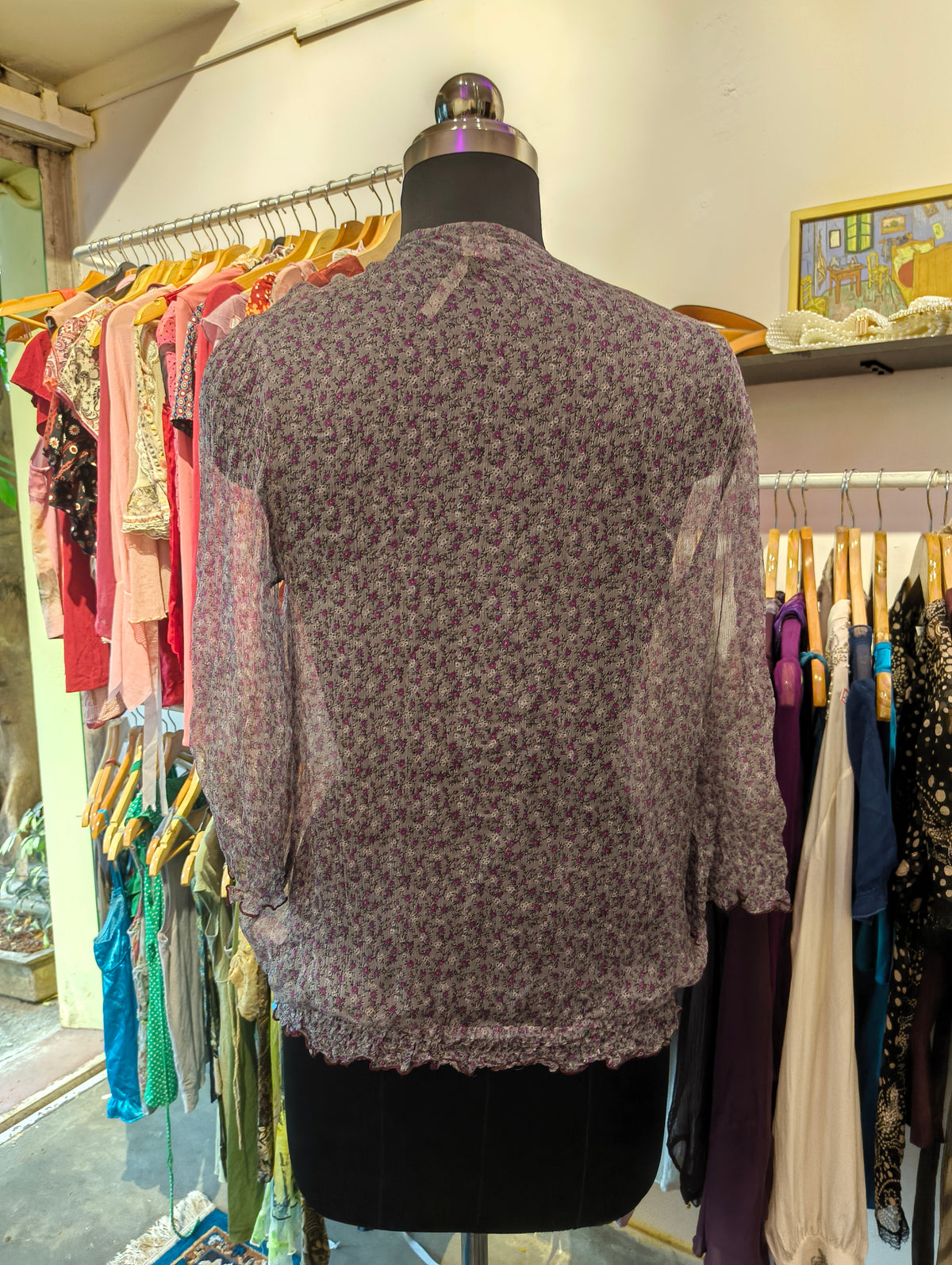Lavender floral silk top