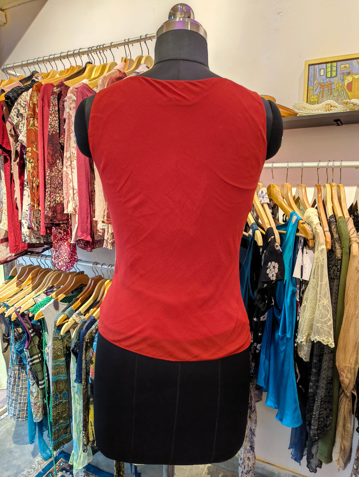 Red 100 percent silk top