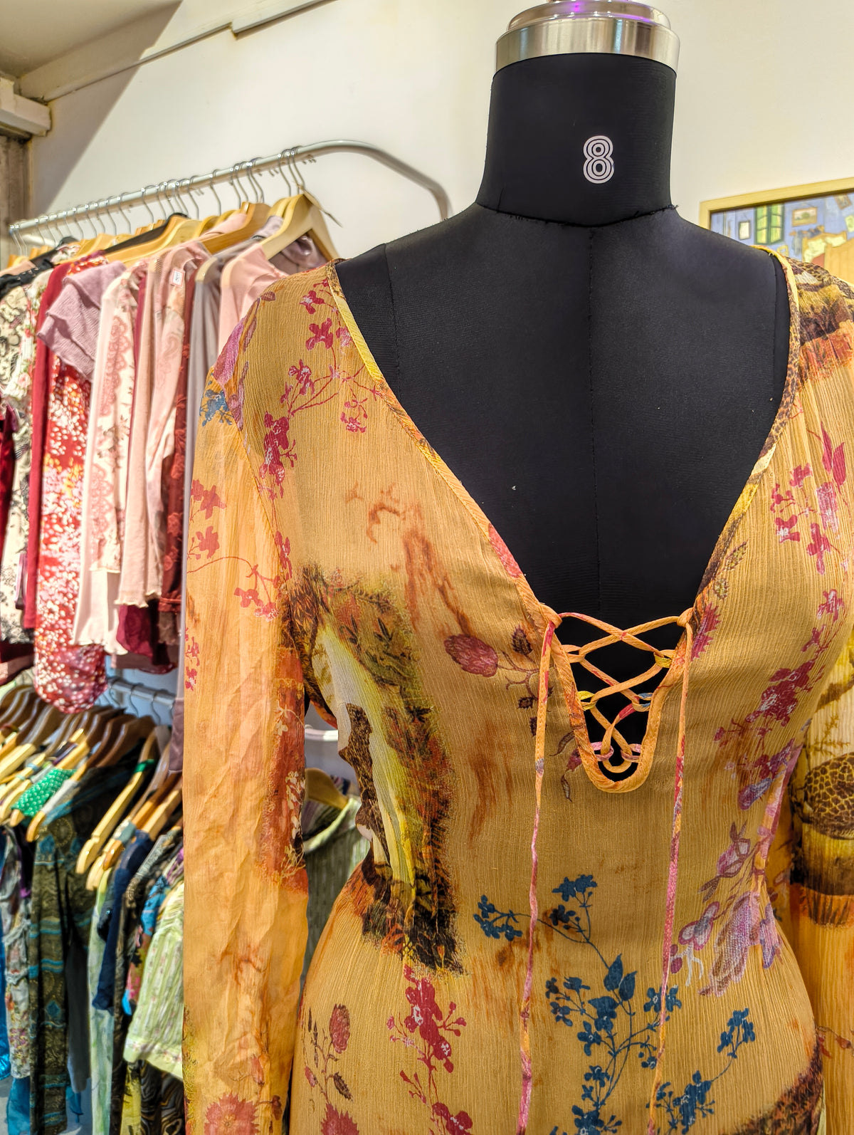 Leopard floral 100 percent silk top