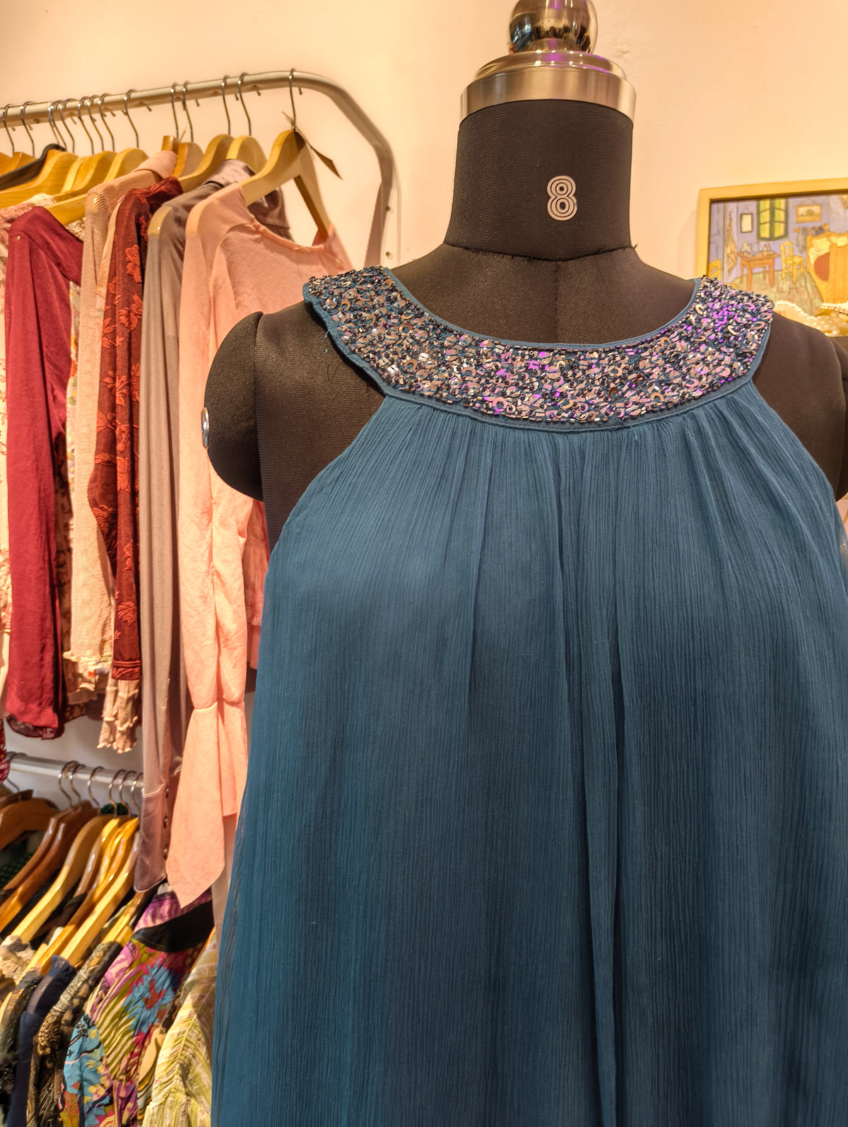 Esprit beaded neck 100 percent silk dress