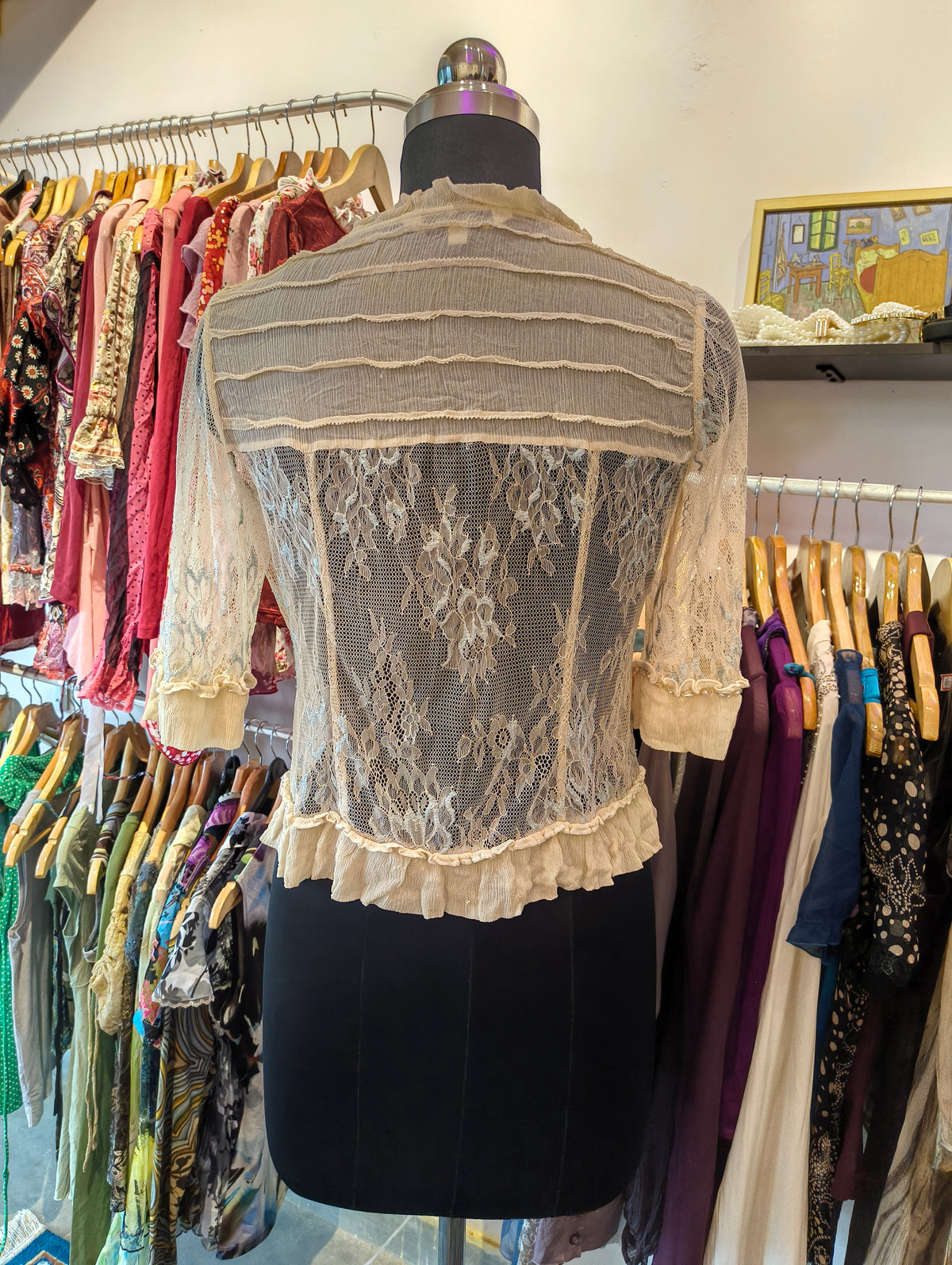 Victorian silk lace beige top