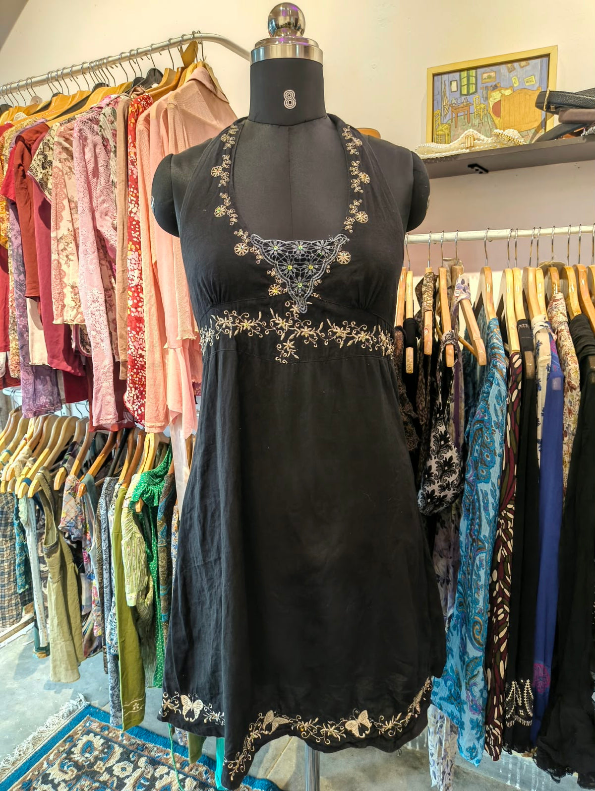 Super vintage butterfly motif halter neck