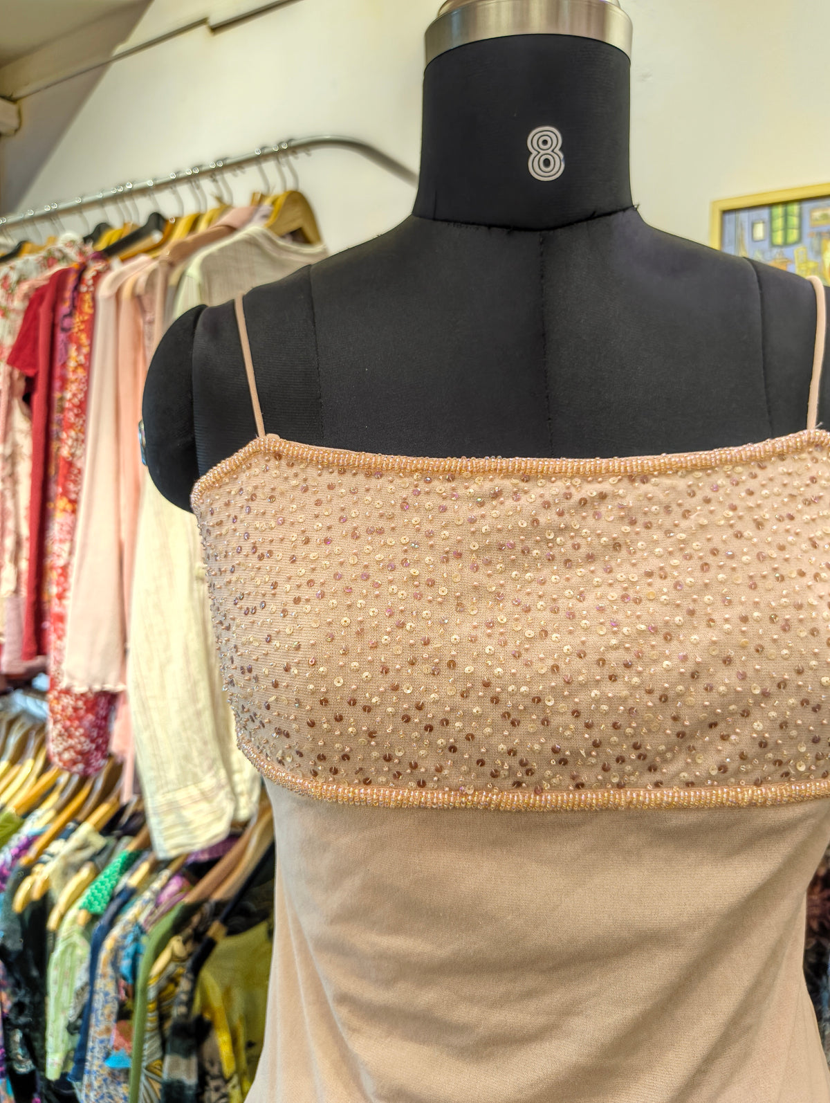 Salmon beaded top