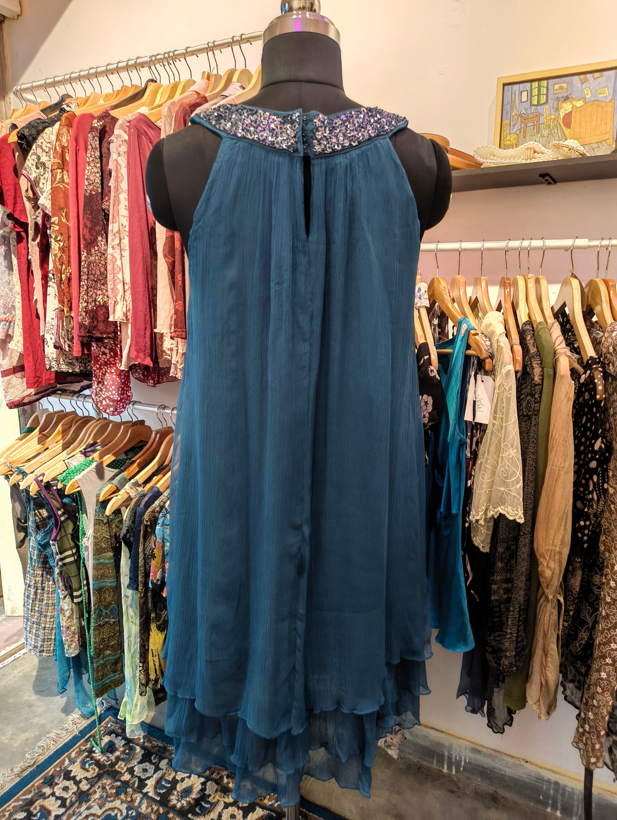 Esprit beaded neck 100 percent silk dress