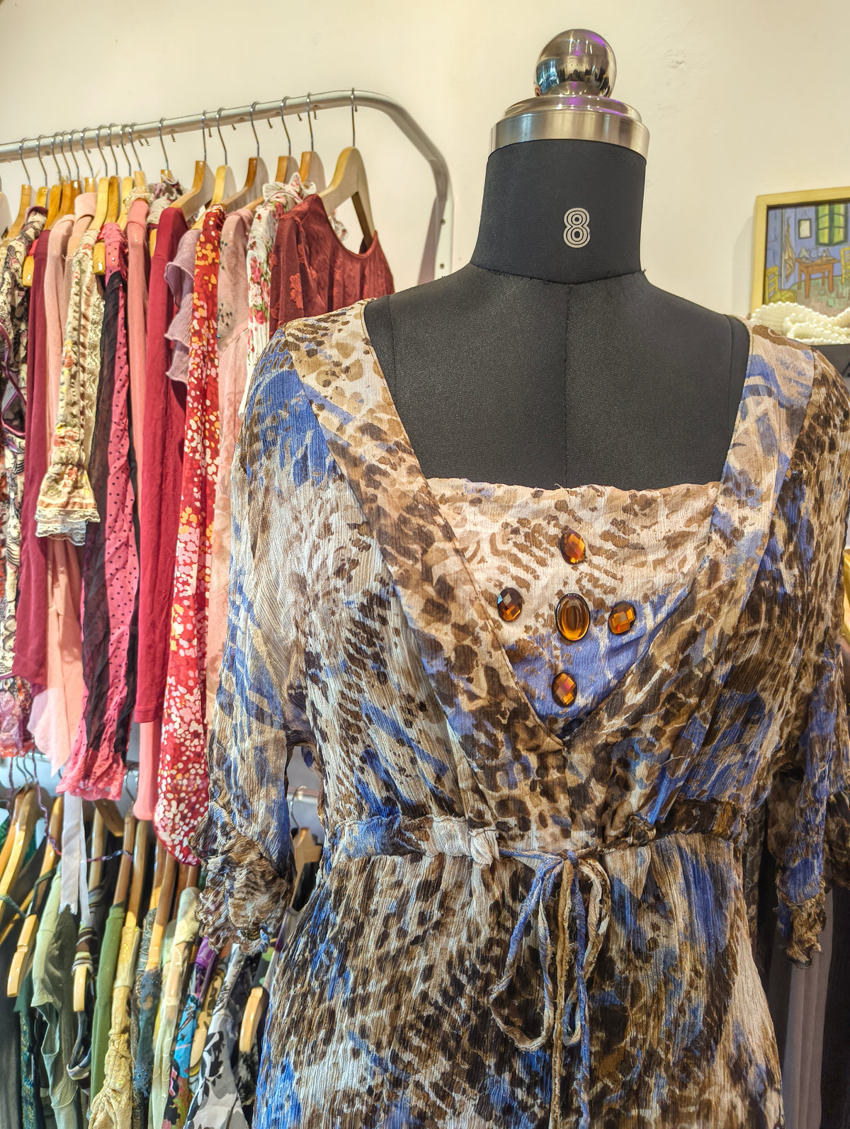 Cat stone work tunic with front ties