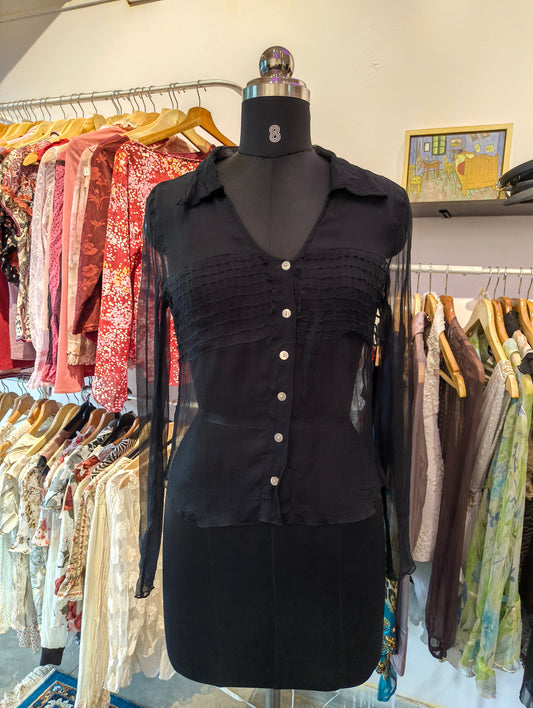 Classic black silk top