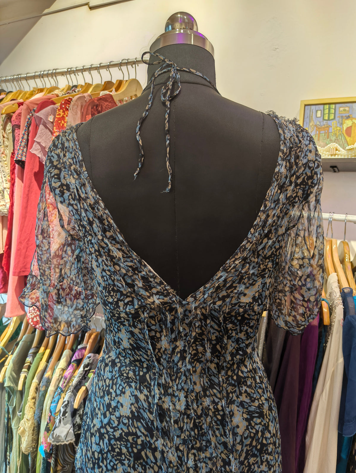 80's beaded waist silk dress