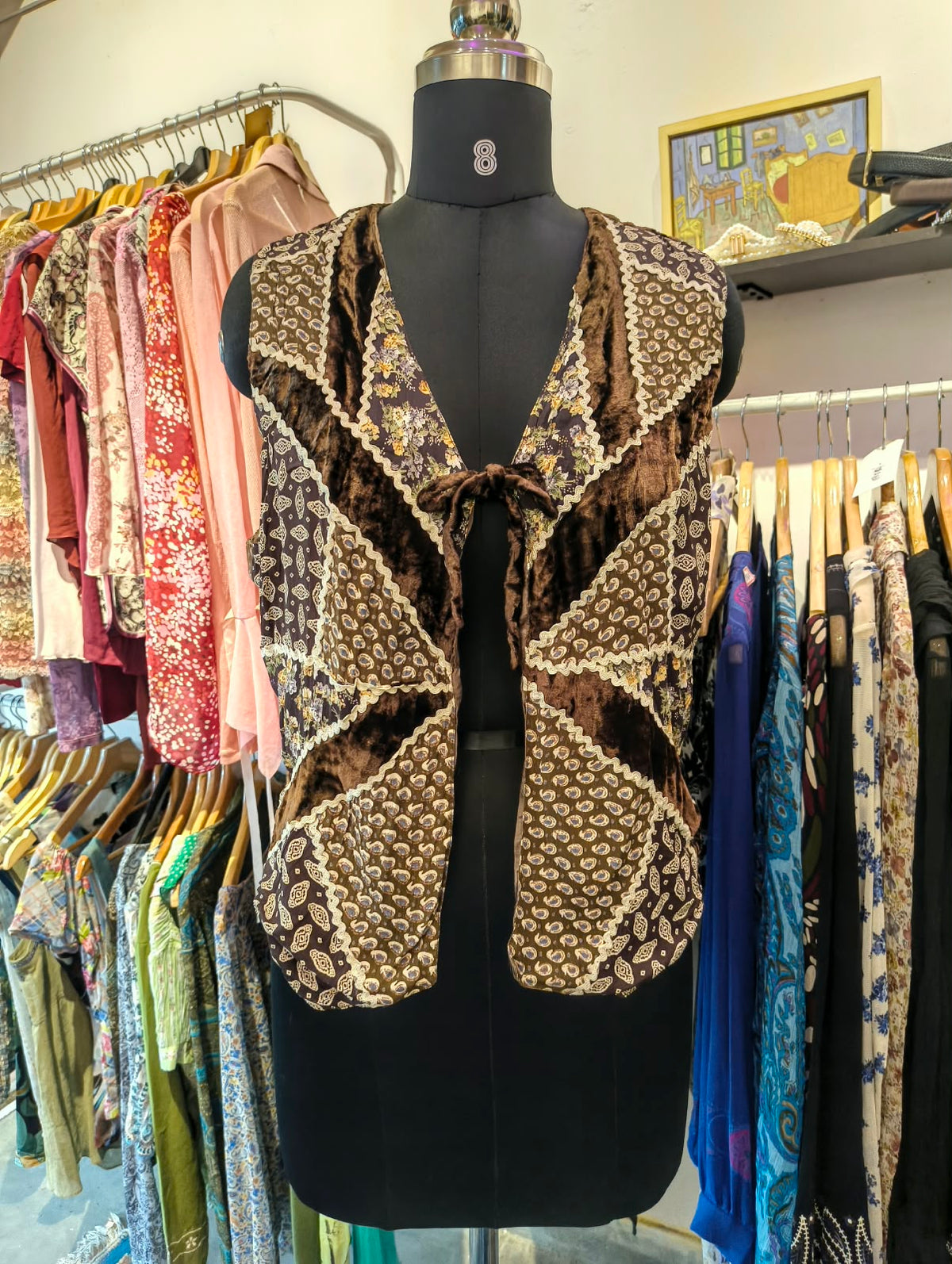 Brown cottage core vest